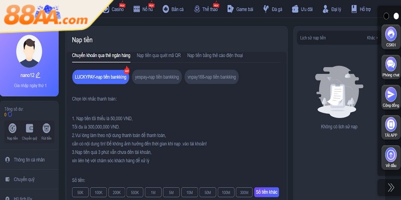 Nạp tiền qua ngân hàng là một phương thức rất phổ biến hiện nay